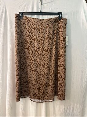 St. John's Bay Tan and Black Leopard-Print Midi Skirt